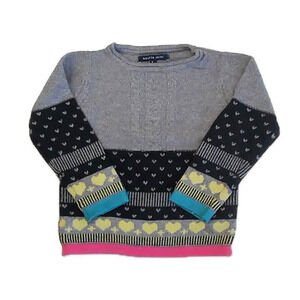 Souris Mini Girls Gray | Black | Pink Sweater size: 2T